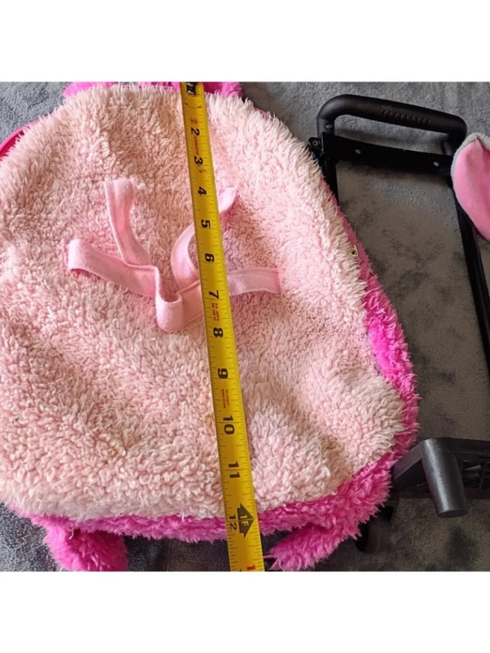 Back Pack Fluffy Pink With Plush Elephant